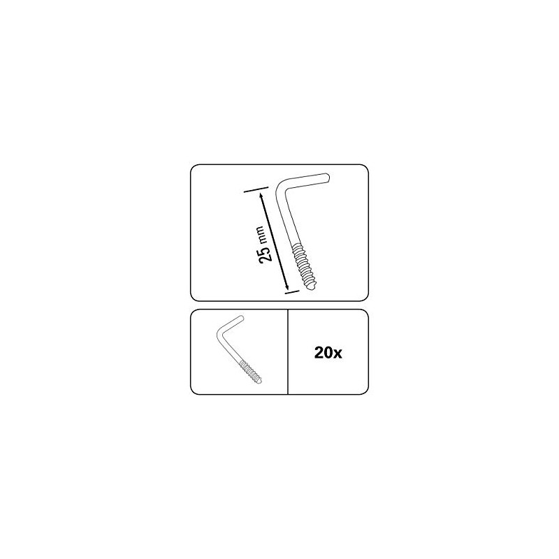 Gardinia Screw Hooks for Curtain Rods Matte Silver 2.5 cm,