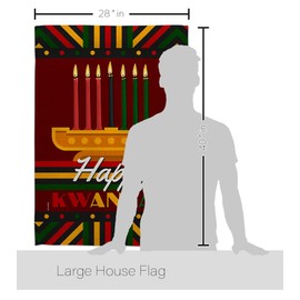 Breeze Decor Happy Kwanzaa House Flag Eagle Set Winter Kinara Candles Celebrates African Americans Heritage Decoration Banner Small Garden Yard Gift Double-Sided, Made in USA