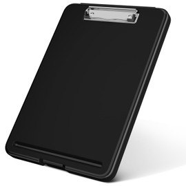 Hongri Plastic Clipboard with Storage, Open Nursing Clipboard Foldable Storage for Nurses, Lawyers, Students, Classroom, Office, Women, Man, Size 13.4" x 9.4" X 0.9", Black