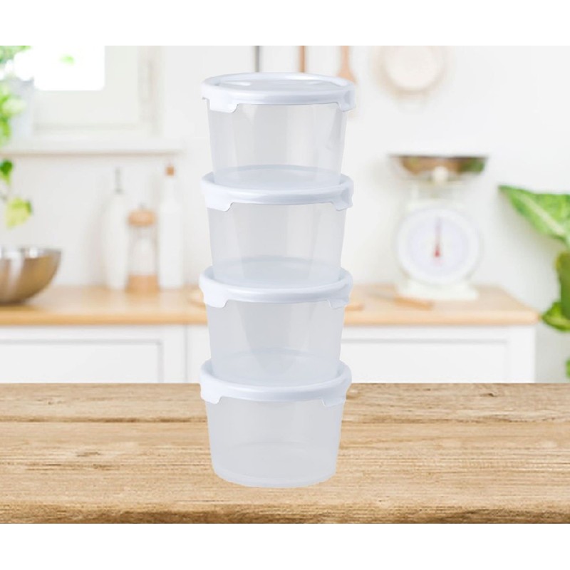 Wham Cuisine Set 4 300ml Round Food Box White Lid-12379,
