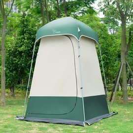 Outdoor Shower Tent Changing Room Privacy Portable Camping Shelters (White+Green)