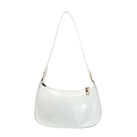 Energather Small Shoulder Bag, PU Leather Crescent Bag for Women and Girls, Women's Shoulder Handbags Small Bag (white)