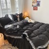 MOOWOO Chic Ruffle Lace Polyester Duvet Cover Set -Girl Black