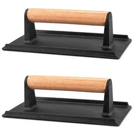 Onader 8⅜ Inch Rectangle Smash Burger Press Cast Iron Grill Bacon Press Set of 2