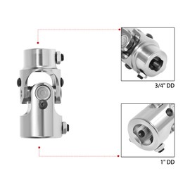 MDRIVEASY 3/4" DD x 1" DD Chrome Steering Shaft Universal Joint U Joint, Total Length 83mm (3-1/4")