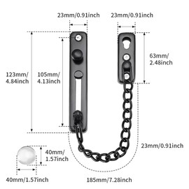 Safety Door Chain Heavy Duty Latch, Door Security Chain with Spring Anti-Theft Snap Lock, Chain Door Lock, Chrome Plated Slide Restrictor Sliding Lock for Hotel Apartment Home Bedroom(Black)