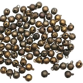 JDCMEI Pack of 100 Vintage Bells in Bronze, Vintage Bells in Bronze 12 mm with Eyelets Bronze Bells for Hanging Crafts, Jewellery, Festival Decoration, Pet Bells