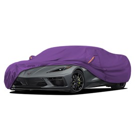 FSGRICH Corvette Violet Car Cover Heavy Duty Dustproof Waterproof All Weather Compatible with Corvette,Outdoor Anti-UV Car Covers Rain Sun Snow Protection with Zipper and Windproof Buckle(Violet)