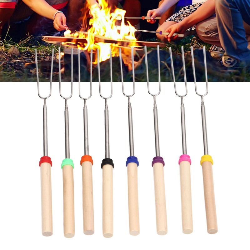 8Pcs Telescoping Extendable Marshmallow Roasting Sticks Marshmallow Sticks Kit Extending