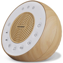 Housbay Glows White Noise Sound Machine, 31 Soothing Sounds, 5W Loud Stereo Sound, Sleep Timer, Small Travel Sleep Machine & Noise Canceling for Sleeping, Relaxation-Gray -Natural Wood