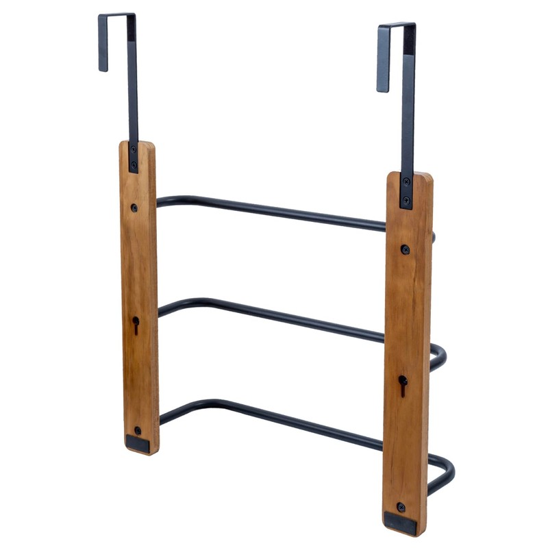 MyGift Over The Door Towel Rack for Bathroom, Rustic Solid