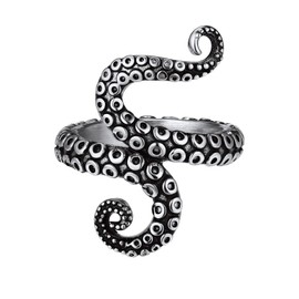Octopus Pinky Ring Stainless Steel Jewelry Size 7 Grunge Aesthetic Punk Finger Rings For Women
