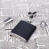 Stainless Steel Hip Flask Black Leather Funnel with Two Wine