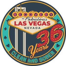 Las Vegas Recovery AA chip Available in Years 1-50 Sober Medallion for 12 Step Programs