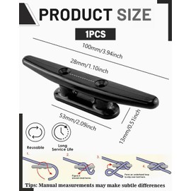 WUNZILO Set of 2 mooring cleats made of high-quality nylon, mooring clamp, boat lamp, plastic clamp, nylon cleat, boat lamp kayak, receipt cleat