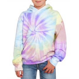 GAMISOTE Unisex Kids Tie Dye Sweatshirt Boys Girls Hooded Kangaroo Pocket Pullover Hoodies (Purple, 11_years)