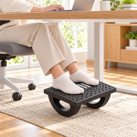 Ergonomic Rocking Footrest for Under Desk Use – Textured Massage Surface and Gentle Foot Movement for Home & Office
