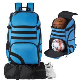 Large Basketball Bag Backpack for Men Women Kids Basketball Bookbag with Ball Compartment Shoes Bag 35L Capacity Boys Girls Soccer Ball Bag Gym Backpack Fit Volleyball Football Sports Travel School