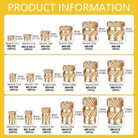 Canitu 350Pcs Threaded Inserts,M2/M2.5/M3/M4/M5/M6 Female Thread Metric Knurled Nuts Assortment Kit Brass Heat Set Insert for Plastic and 3D Printing Components Injection Molding