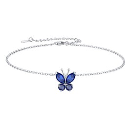 SILVERCUTE Ankle Bracelets for Women Girls Sterling Silver September Birthstone Anklet Butterfly Charm Anklets