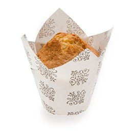 Restaurantware Panificio 1.7 Ounce Baking Cups 200 Tulip Cupcake Liners - Oven-Ready Freezable Black And White Paper Muffin Cases Disposable Vintage Floral For Wedding Parties Baby Showers