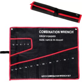 Mozeat Lens Wrench Roll Up Pouch Wrench Organizer Bag Wrench Tool Holder 16 Pockets