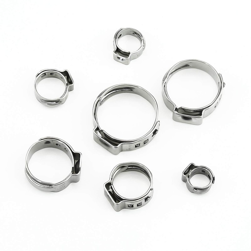 Sutemribor 304 Stainless Steel 7-21mm Single Ear Hose Clamps Assortment