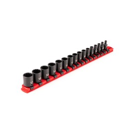 TEKTON 1/4 Inch Drive 12-Point Impact Socket Set with Rail, 16-Piece (4-17 mm) | SID90106