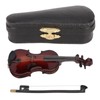 Wooden Miniature Violin with Stand Bow and Case Mini Musical