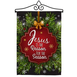 Nativity Jesus is the Reason Garden Flag Set Wall Hanger Winter Three King Religious Holy Family Season Wintertime Christian Small Decorative Gift Yard House Banner Double-Sided Made In USA 13 X 18.5
