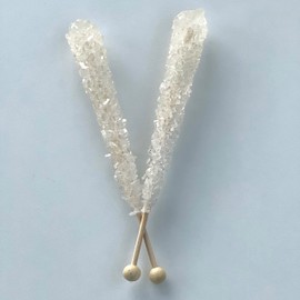 Classic Rock Candy Sticks, Sugar Rock Crystal Lollipops, Individually Wrapped (Pack of 18, Clear White)