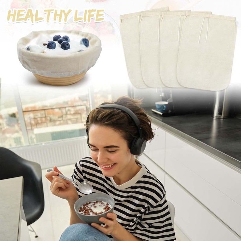 Tioncy 4 Pcs Greek Yogurt Strainers 11.8 x 7.9 Inch