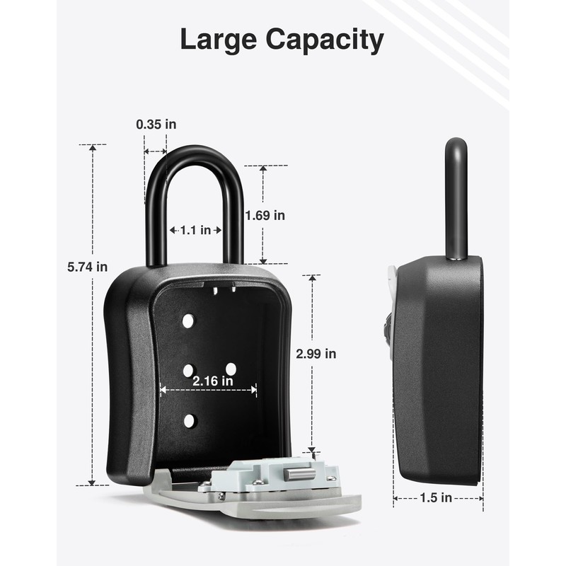Puroma Lock Box Combination Key Lock Box, Wall-Mounted Portable Storage