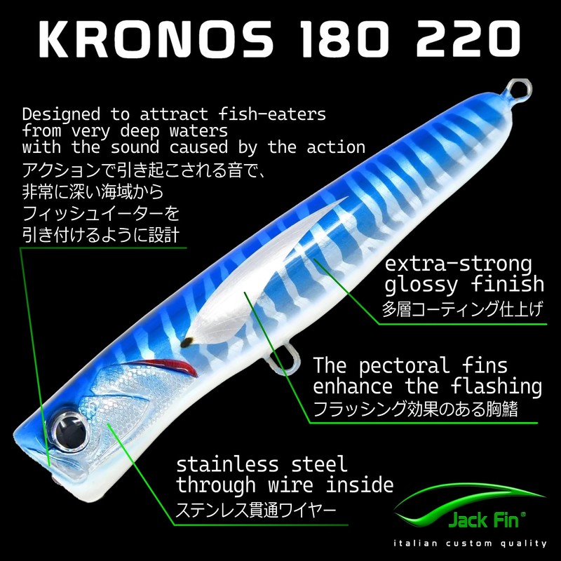 Jack Fin Blue Popper KRONOS Chronos 180 Banana Custom Lure