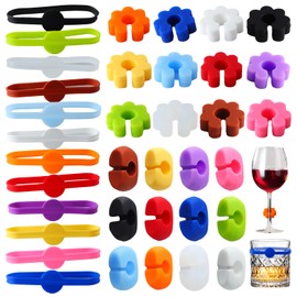 36 PCS Wine Glass Markers,Reusable Drink Markers for Glasses,Silicone Wine Glass Tags,for Glasses Bottles Mugs Jars and Cocktail Glasses Perfect for Parties and Events