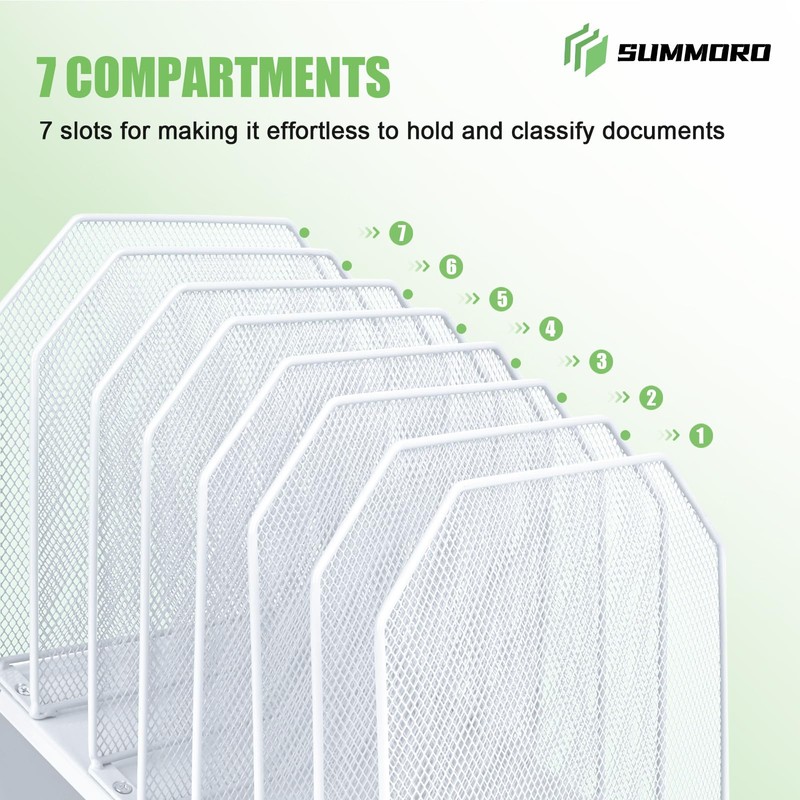 SUMMORO Inclined File Organizer for Desk, 7-Tier Vertical File Folder
