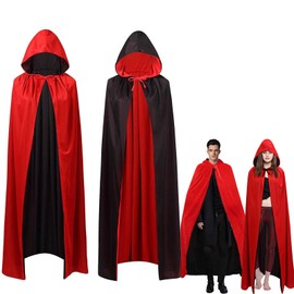 AIXIMA Vampire Cape Adult Dracula Costume Vampire Cape Women and Men Vampire Costume Cape - Red & Black - Hooded Cape for Children and Adults