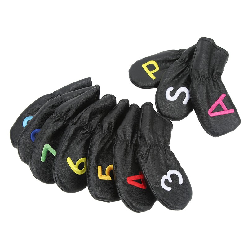 10Pcs Golf Head Cover Club Headcover Waterproof PU Elastic Closing