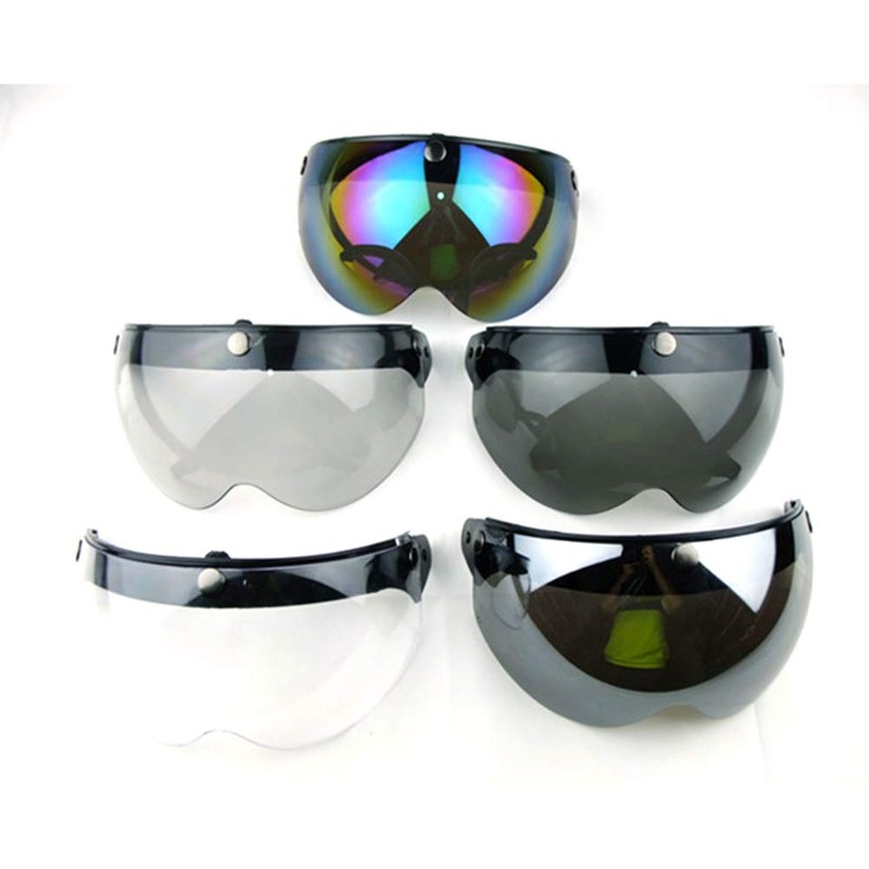 WANCAR Universal Motorcycle Retro Pilot-Style Standard 3 Snap-Button Visor Flip