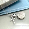 Tiny Sterling Silver Cross and Heart Necklace, Dainty Religious Jewelry