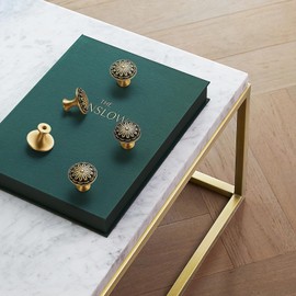 FLIRABBIT Black and Brushed-Gold Cabinet-Knobs - 5 Pack Flower Brass Drawer Pulls for Dresser Cabinet Hardware