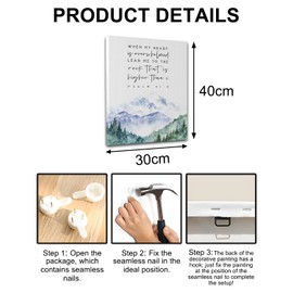 Christian Canvas Wall Art - Psalm 61:2 Framed Print, Inspirational Bible Verse Mountain Decor, Faith-Based Home & Office Artwork, 12x16 Inch