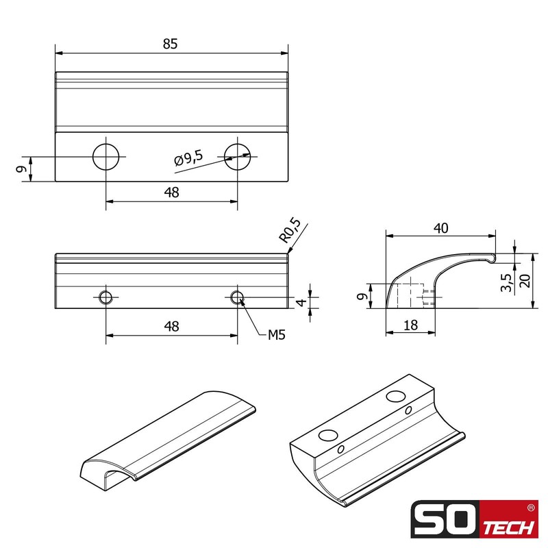 SOTECH Balcony Door Handle Seja II Aluminium Anthracite 85 x