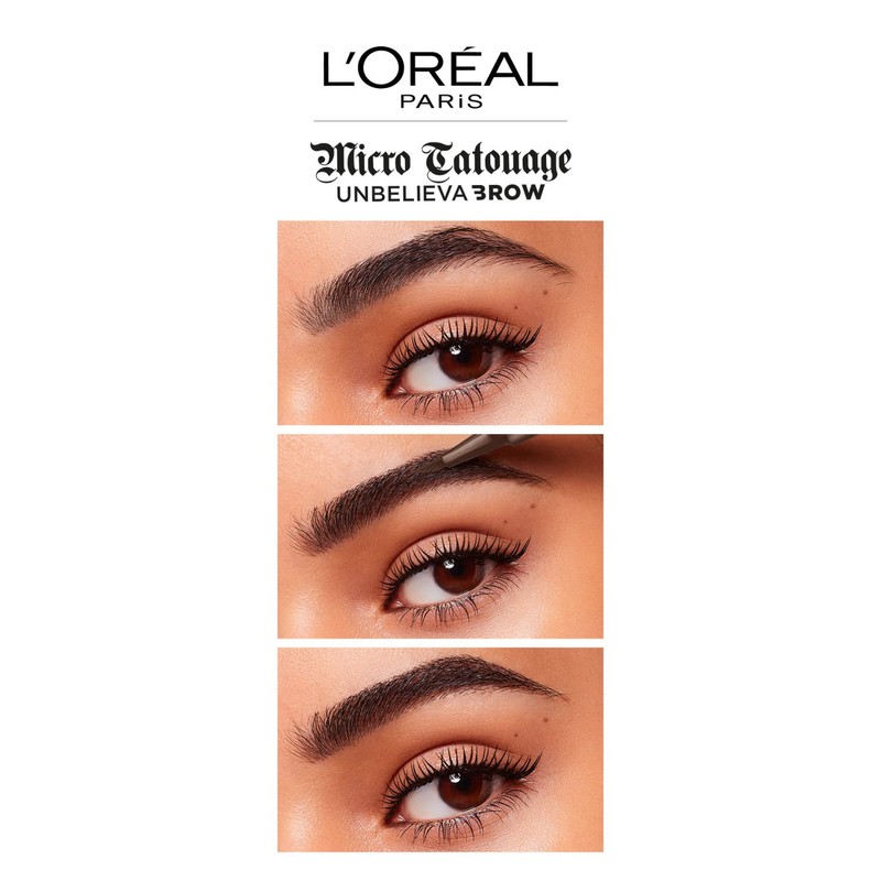 L'Oréal Paris Unbelieva Brow Micro Tatouage 109 Ebony, Smudge-proof Felt