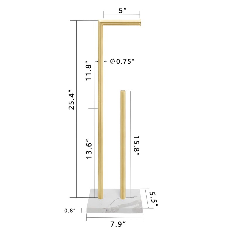 GZILA Toilet Paper Holder Stand Brushed Gold with Reserve, Marble