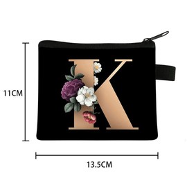 FAVORTALK Coin Pouch Small Coin Purse with Zip Mini Soft Coin Purses with Initial Black Coin Pouch Bag with Zipper Cute Change Pouch Mini Purse Holder for Coins Cards Earphones Keys - 13613