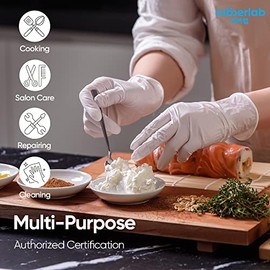 Guantes desechables de nitrilo, guantes de grado alimenticio, sin polvo, sin látex, 100 unidades, tamaño mediano (mediano), color blanco