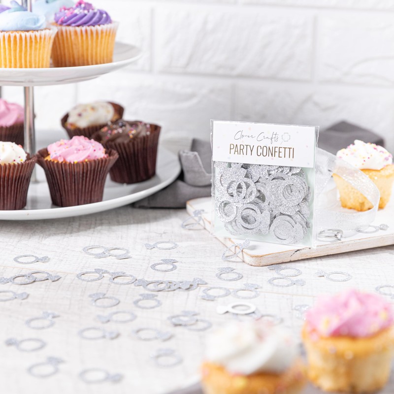 50 x Silver Engagment Ring Confetti | Bachellorette Engagement Table