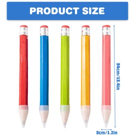 VEGOATY 5pcs Wooden Pencil Colouring Pencils 35 cm, Oversized Wooden Pencils Giant with Cap and Eraser, Giant Pencil 35 cm School Stationery Office Supplies for Children, School, Home, Office