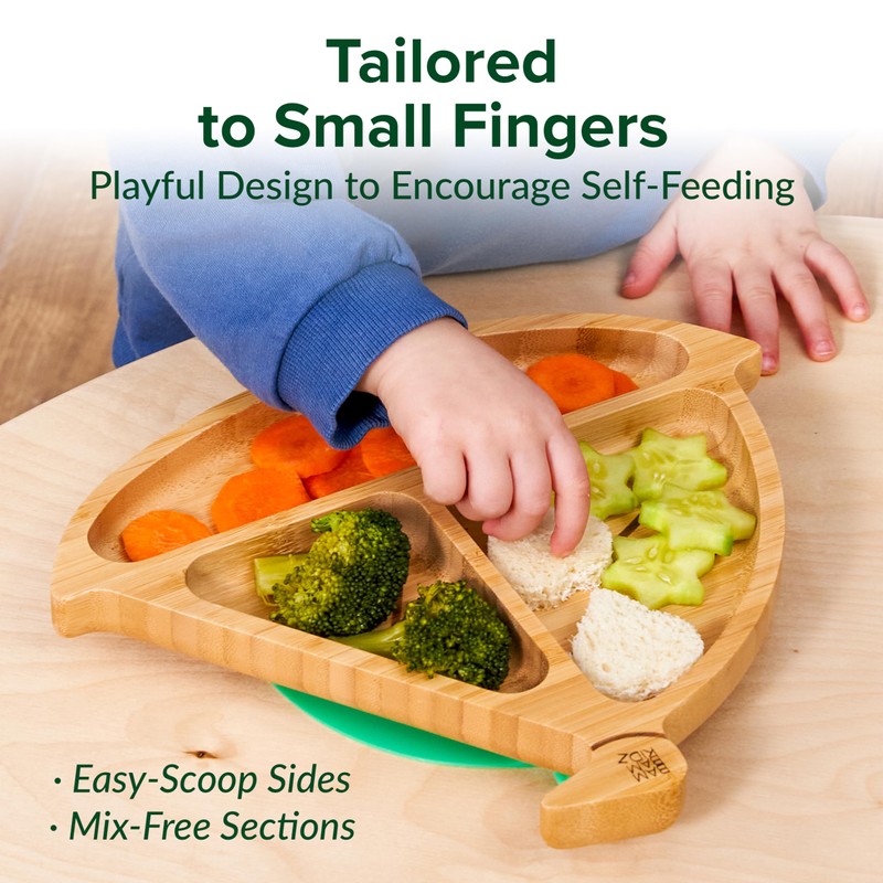 Bamboo Divided Suction Plate Baby - Strong Suction Toddler Plates